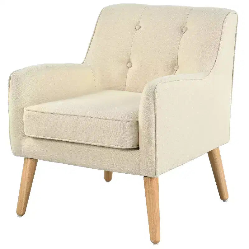 Fauteuil d'appoint capitonné en tissu, style Mid-Century Modern