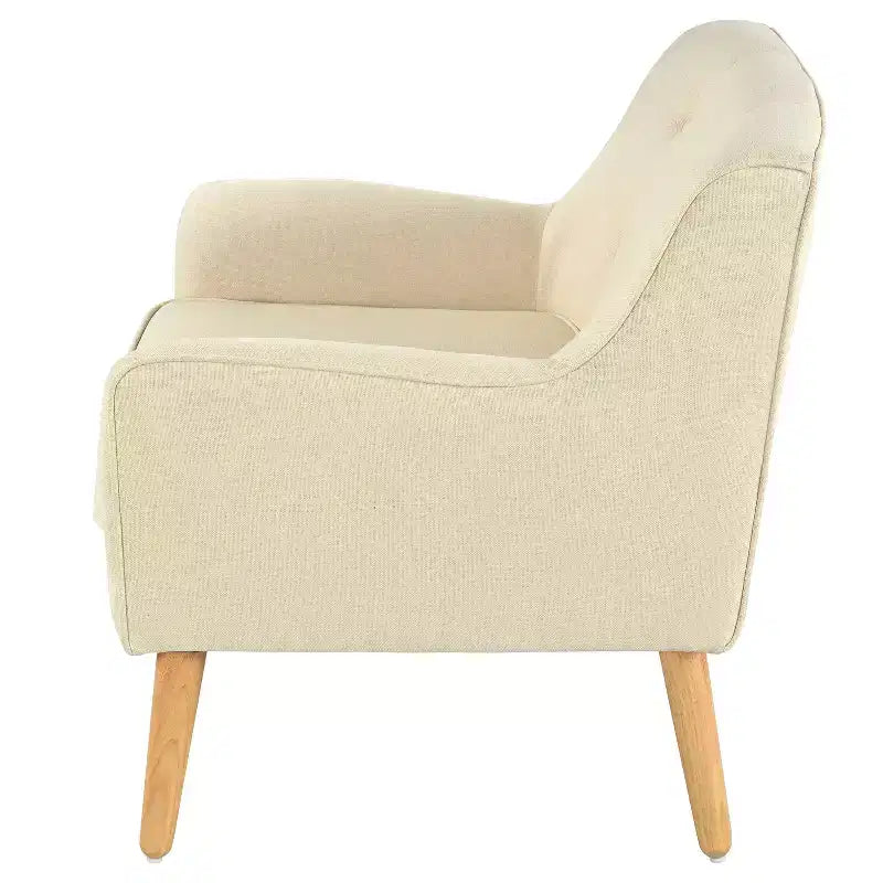 Fauteuil d'appoint capitonné en tissu, style Mid-Century Modern