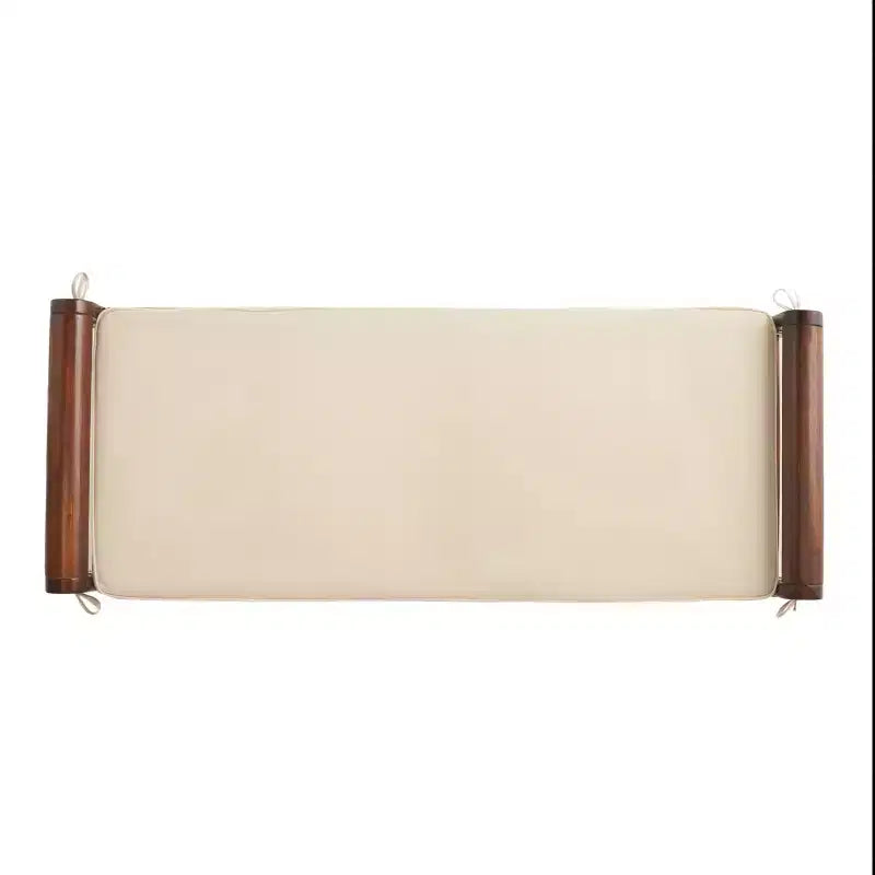 Banc contemporain en bois d'acacia avec coussin, acajou et crème