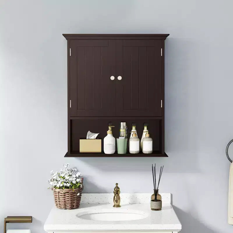 Armoire de rangement murale pour salle de bain Armoire à pharmacie Noir/Marron/Gris/Blanc