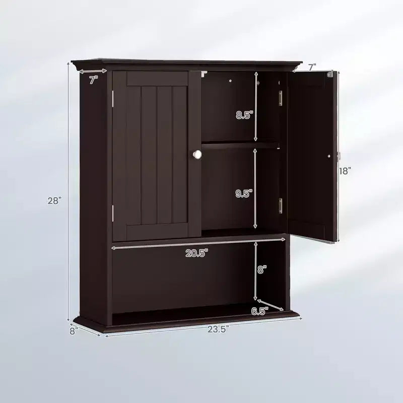 Armoire de rangement murale pour salle de bain Armoire à pharmacie Noir/Marron/Gris/Blanc