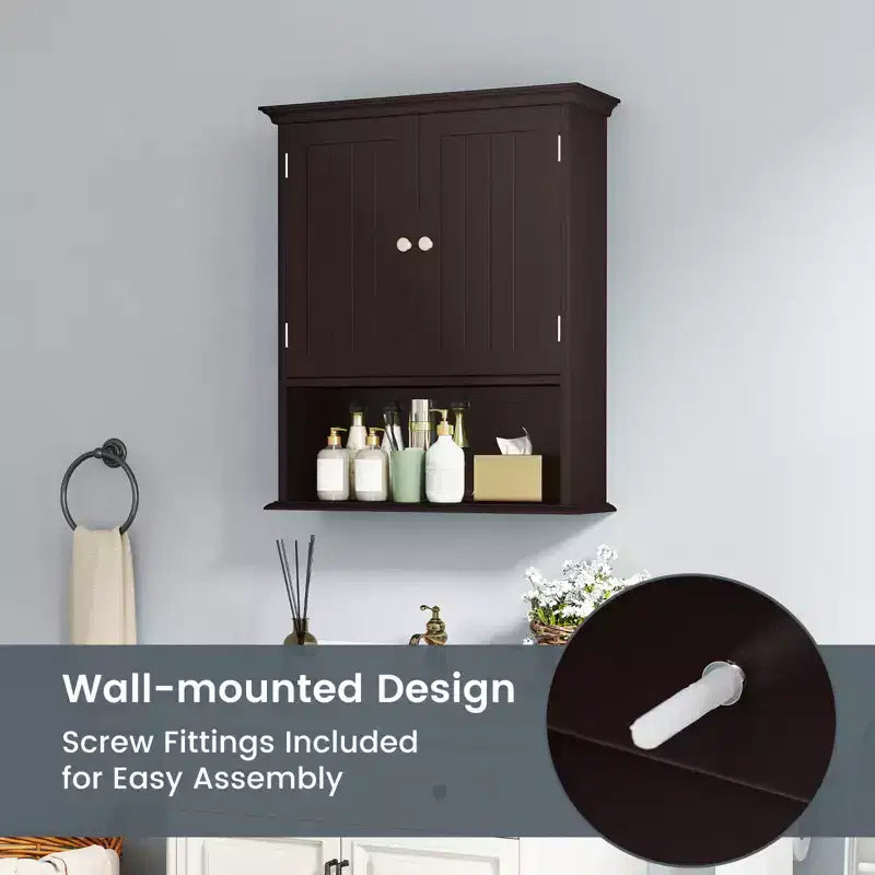 Armoire de rangement murale pour salle de bain Armoire à pharmacie Noir/Marron/Gris/Blanc
