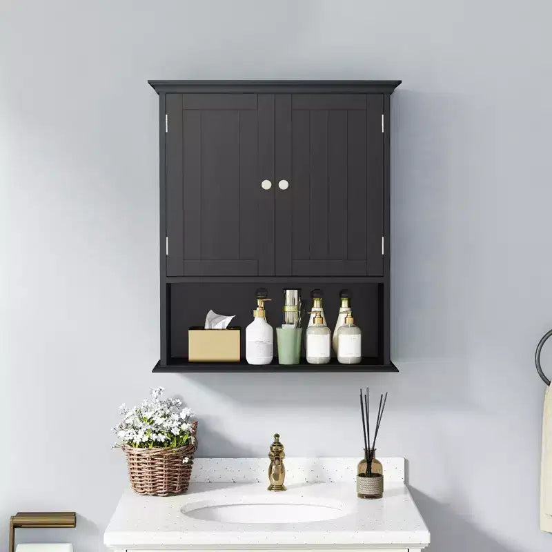 Armoire de rangement murale pour salle de bain Armoire à pharmacie Noir/Marron/Gris/Blanc