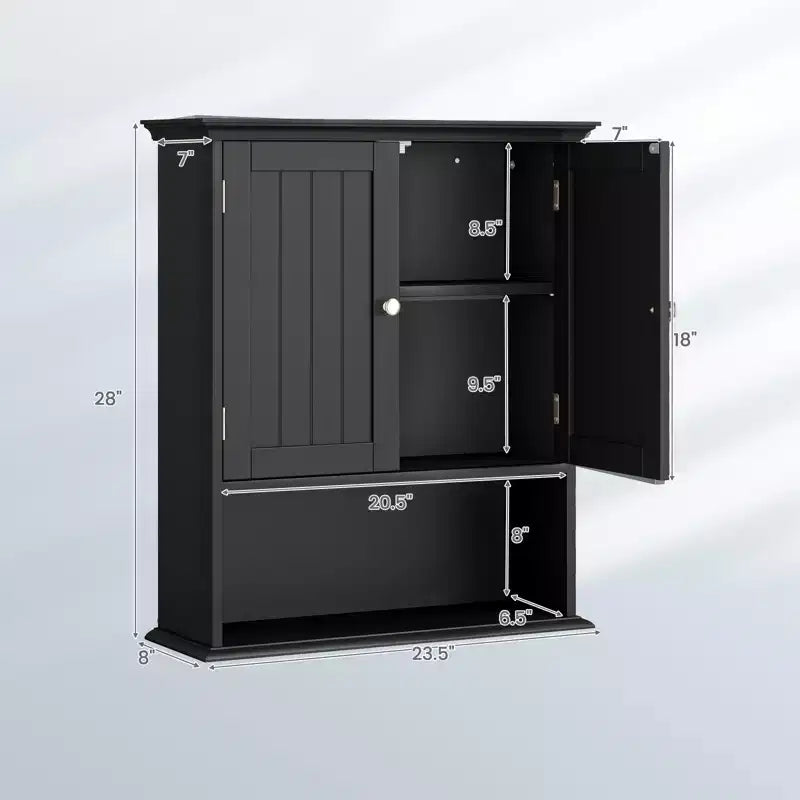 Armoire de rangement murale pour salle de bain Armoire à pharmacie Noir/Marron/Gris/Blanc