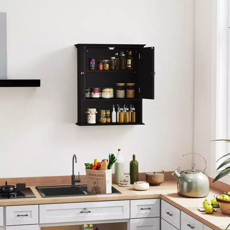 Armoire de rangement murale pour salle de bain Armoire à pharmacie Noir/Marron/Gris/Blanc
