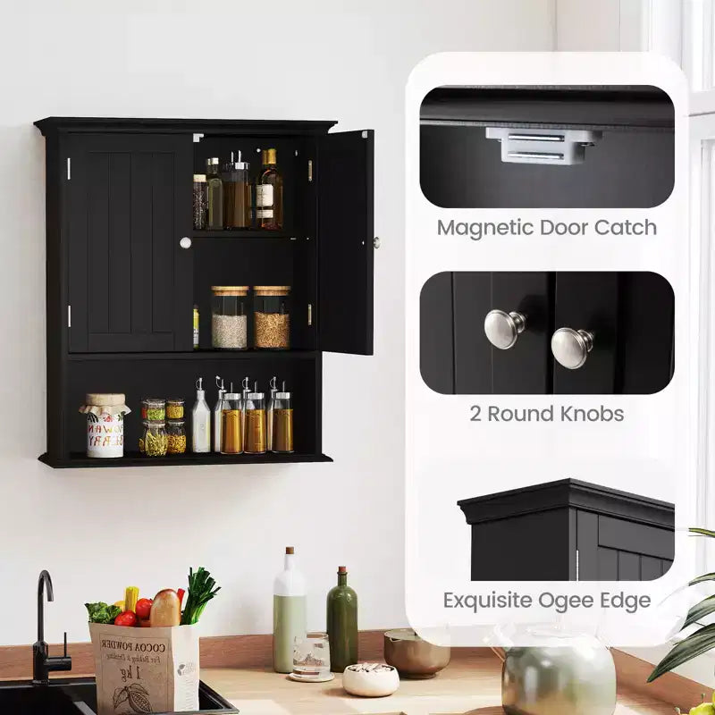 Armoire de rangement murale pour salle de bain Armoire à pharmacie Noir/Marron/Gris/Blanc