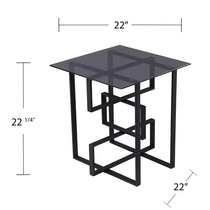 Table d'appoint à plateau en verre – Noir –