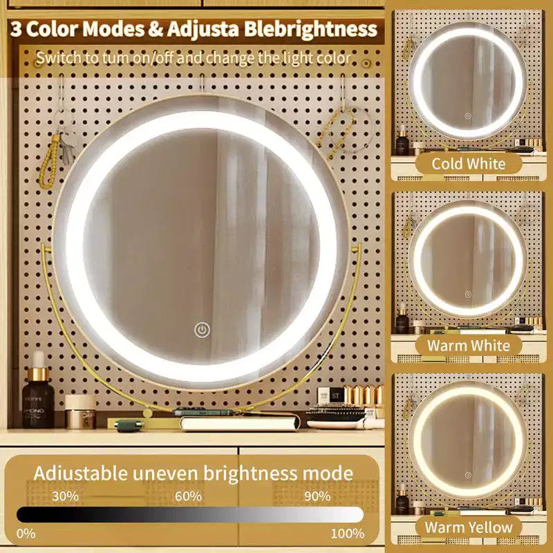 Coiffeuse avec lumières LED et prises de courant