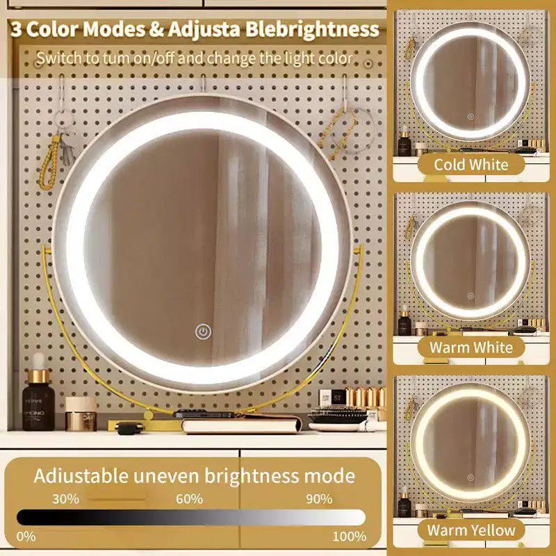 Coiffeuse avec lumières LED et prises de courant