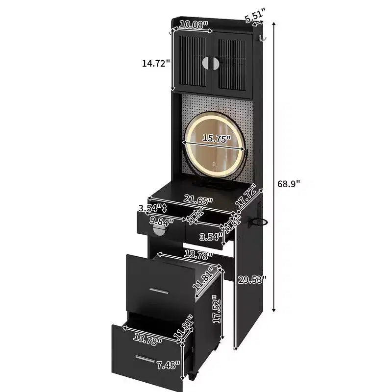 Coiffeuse avec lumières LED et prises de courant