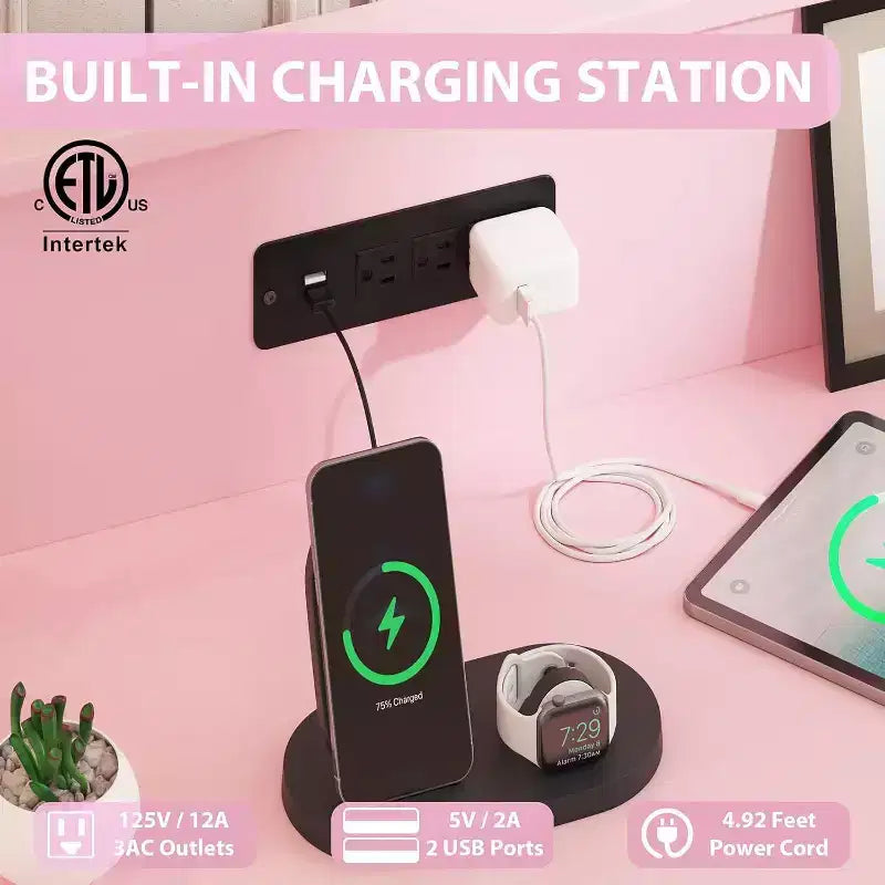 Commode intelligente – Rangement à 6 tiroirs avec éclairage LED et station de charge