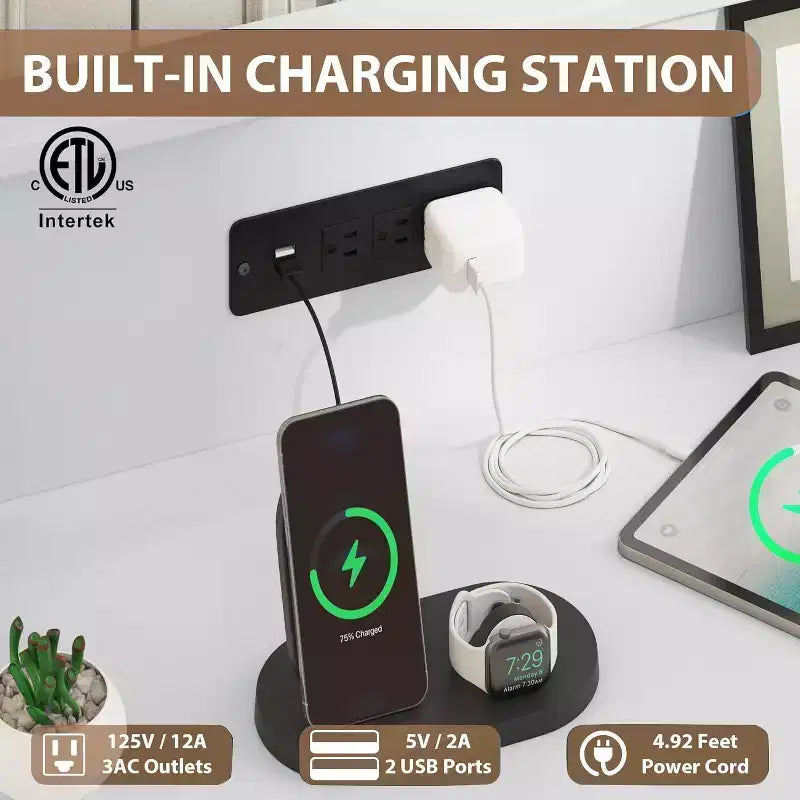 Commode intelligente – Rangement à 6 tiroirs avec éclairage LED et station de charge