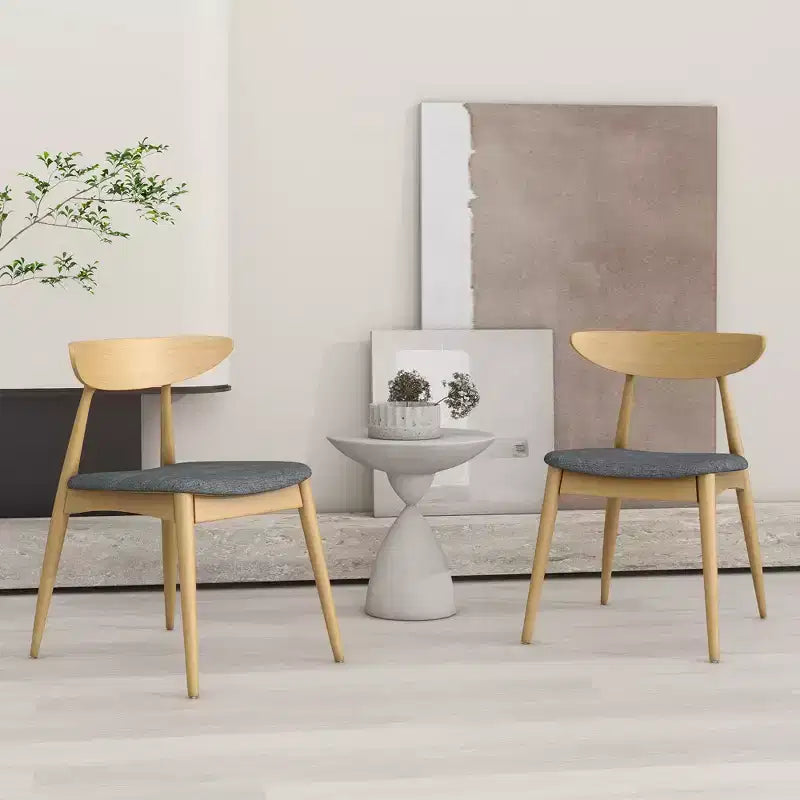 Chaises de salle à manger Barron Mid Century Modern en hévéa et tissu (lot de 2)
