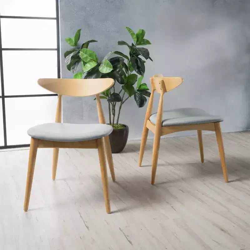 Chaises de salle à manger Barron Mid Century Modern en hévéa et tissu (lot de 2)