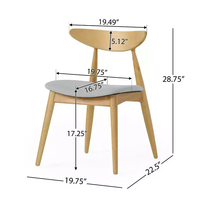 Chaises de salle à manger Barron Mid Century Modern en hévéa et tissu (lot de 2)