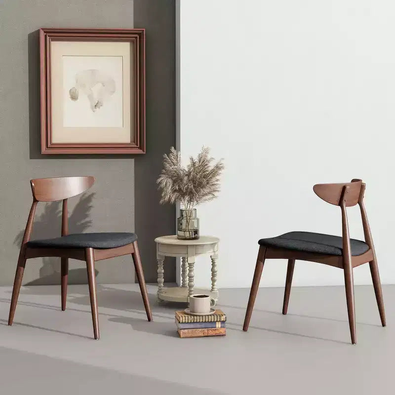 Chaises de salle à manger Barron Mid Century Modern en hévéa et tissu (lot de 2)