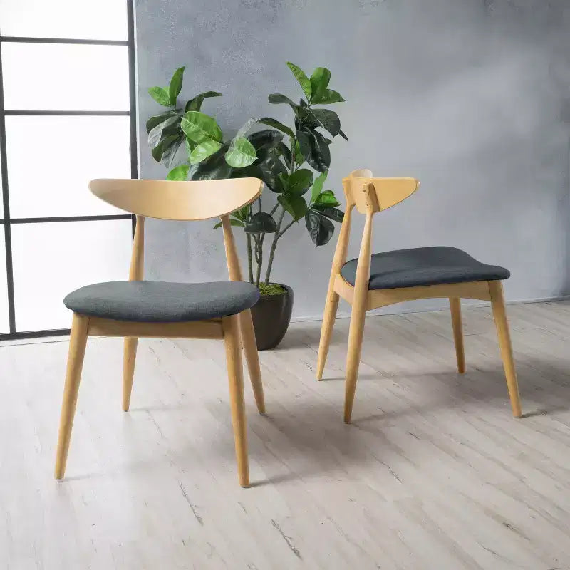 Chaises de salle à manger Barron Mid Century Modern en hévéa et tissu (lot de 2)