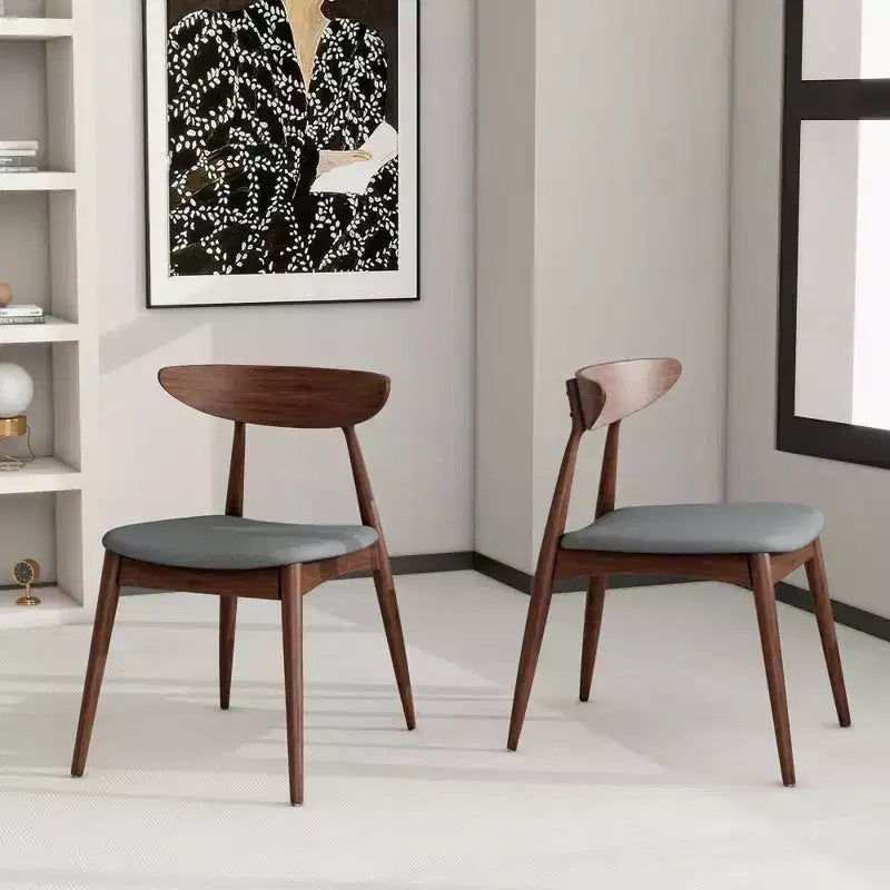 Chaises de salle à manger Barron Mid Century Modern en hévéa et tissu (lot de 2)
