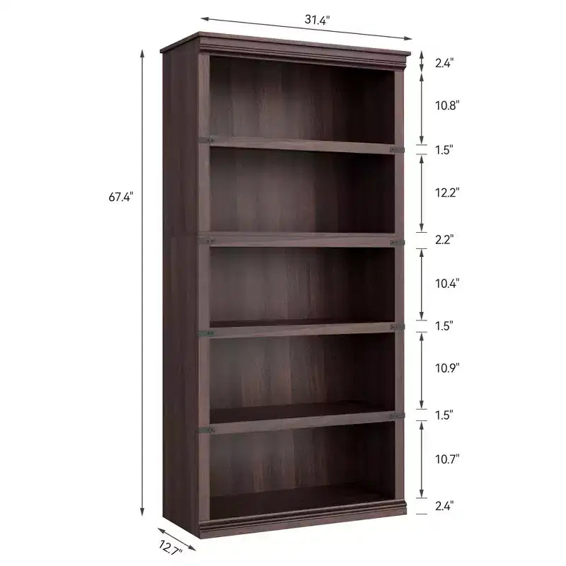 Étagère à livres à 5 niveaux en bois, bibliothèque de style ferme avec rangement, étagère haute de 180 cm, bibliothèque en bois de 171 cm (H) x 80 cm (L) x 32,5 cm (P)