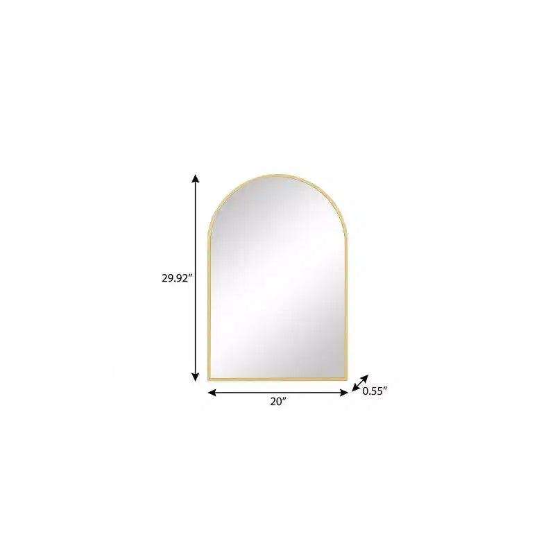 Miroir d'appoint encadré en arc de métal doré 30 po