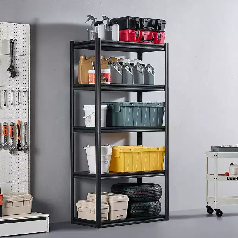 Étagères de rangement, 907 kg, étagères de rangement à 5 niveaux pour garage, étagères métalliques réglables 45,7 P x 91,4 L x 182,9 H pour garage, étagère utilitaire, noir
