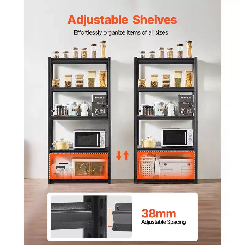 Étagères de rangement, 907 kg, étagères de rangement à 5 niveaux pour garage, étagères métalliques réglables 45,7 P x 91,4 L x 182,9 H pour garage, étagère utilitaire, noir