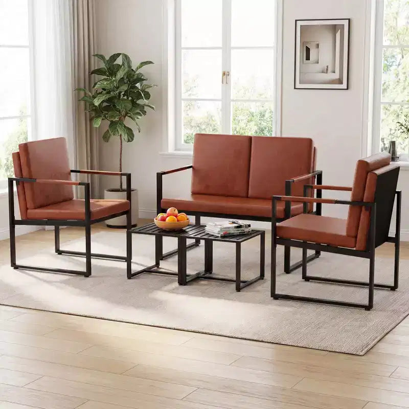 Tables d'appoint carrées d'intérieur, lot de 2 tables d'appoint en métal avec plateau à lattes, noires