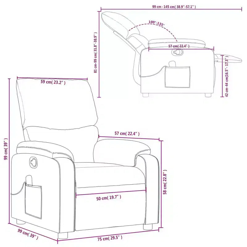 Fauteuil de massage inclinable en polyester, métal, contreplaqué Simple