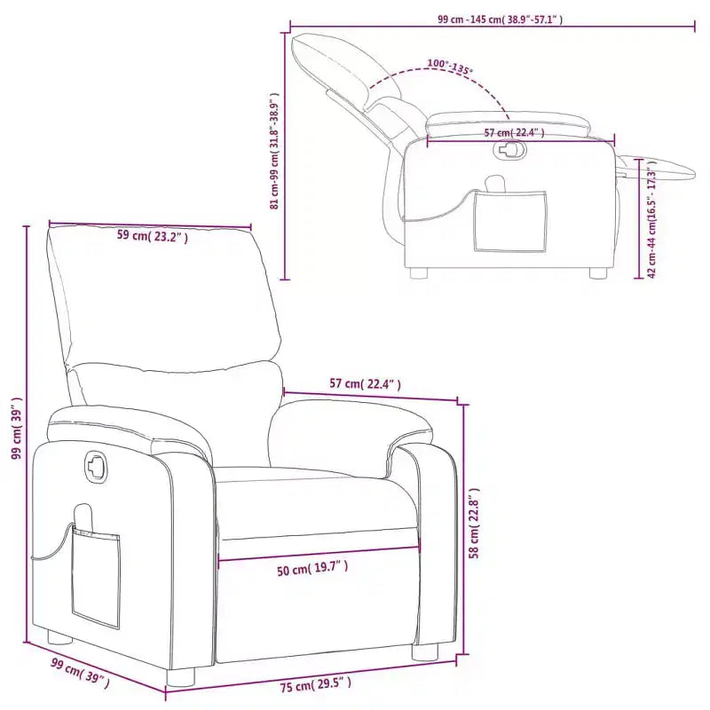 Fauteuil de massage inclinable en polyester, métal, contreplaqué Simple