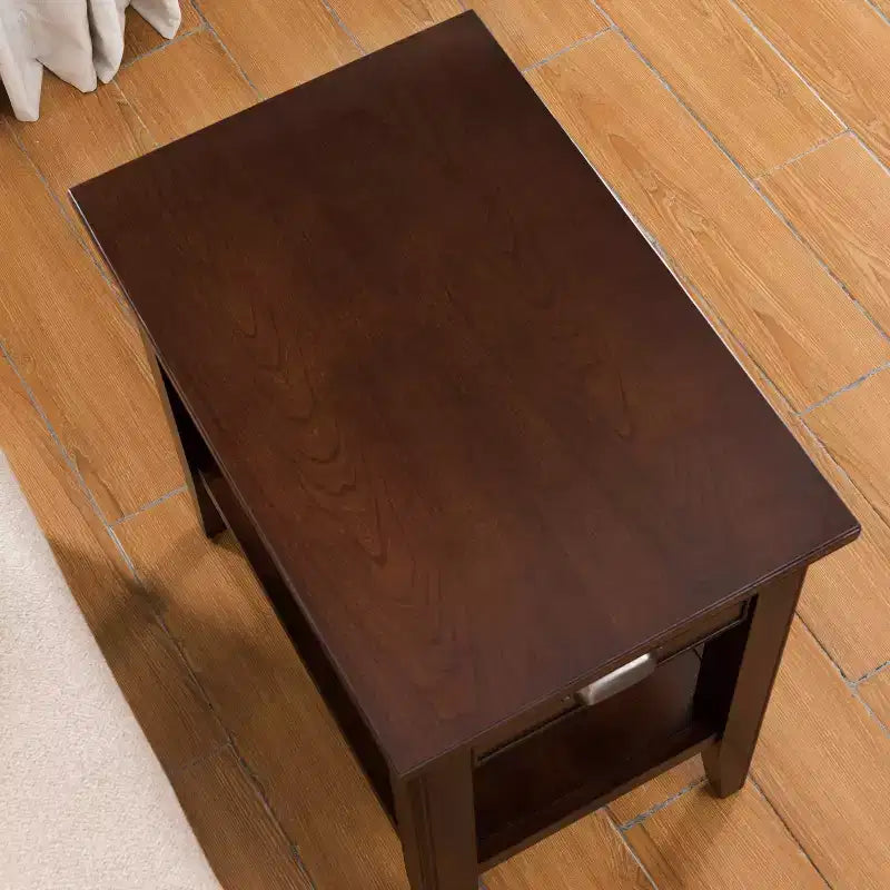 Table de chevet avec tiroir, finition cerisier chocolat -