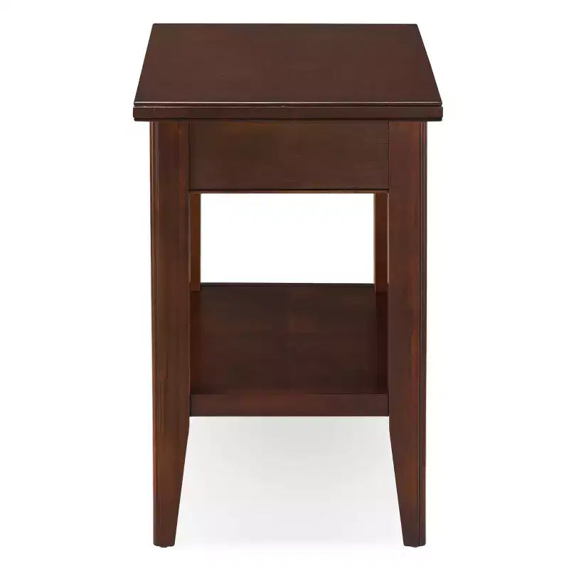 Table de chevet avec tiroir, finition cerisier chocolat -
