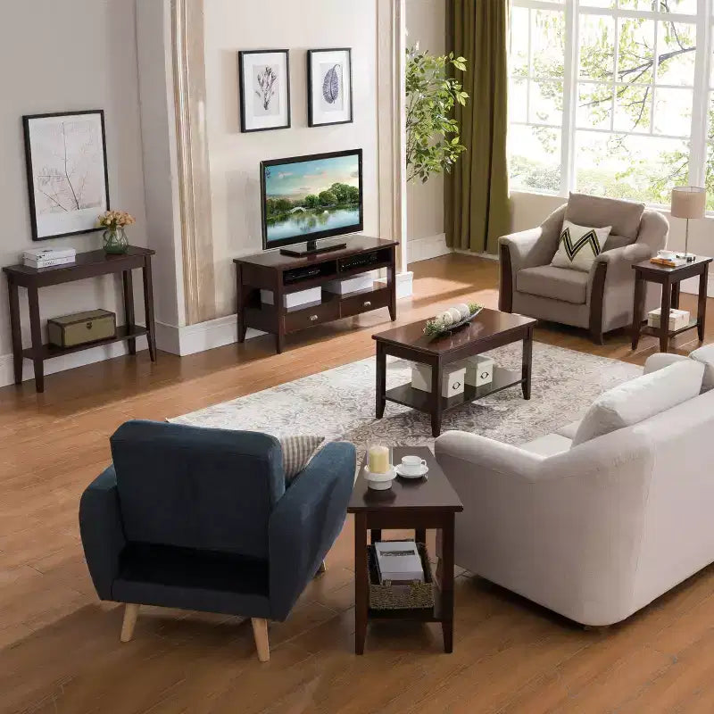 Table basse pour condo/appartement, fini cerisier chocolat -