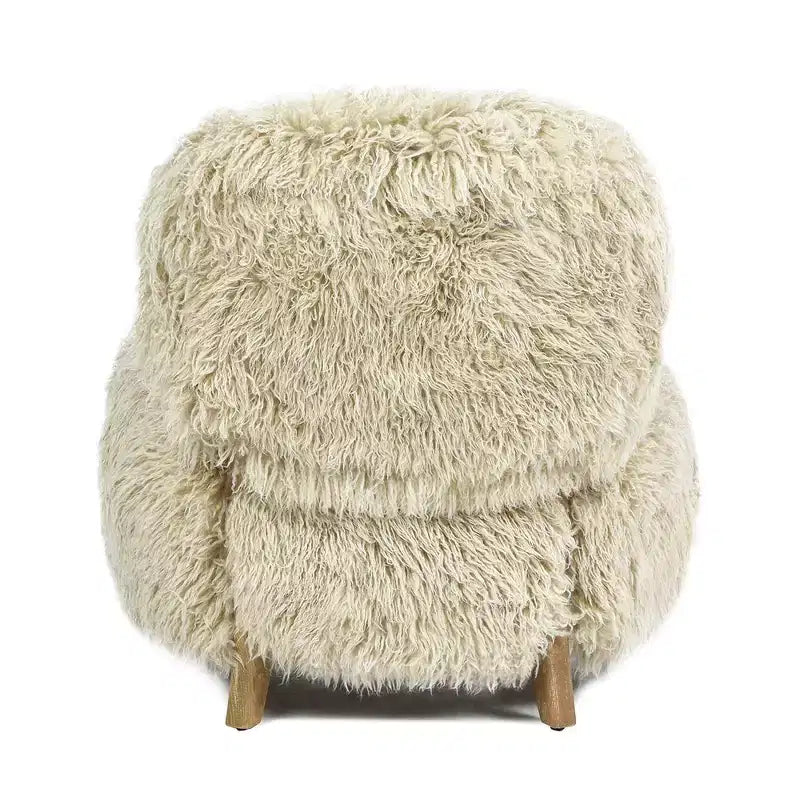 Fauteuil d'appoint en peau de mouton de Mongolie 28,5", fourrure véritable gris-beige