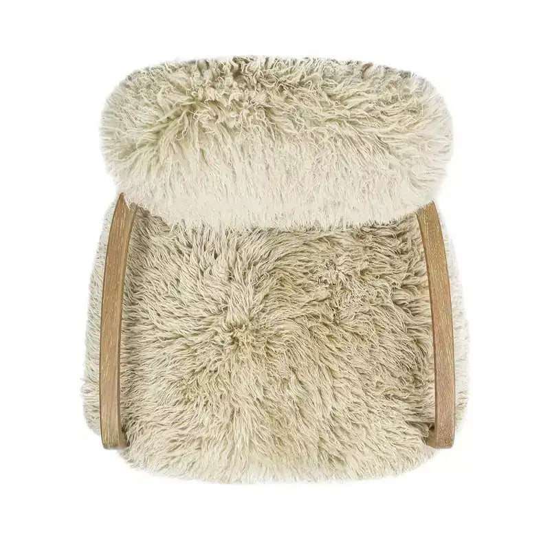 Fauteuil d'appoint en peau de mouton de Mongolie 28,5", fourrure véritable gris-beige
