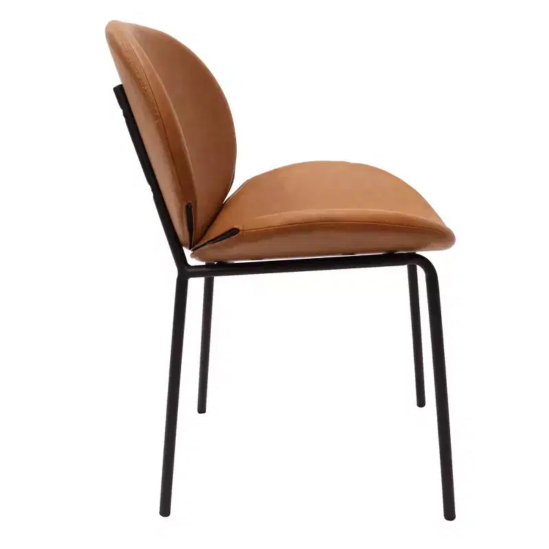 Servos Chaise de salle à manger moderne, lot de 2, assise rembourrée en similicuir PU avec dossier incurvé et pieds en métal, confortable pour cuisine, salle à manger, café