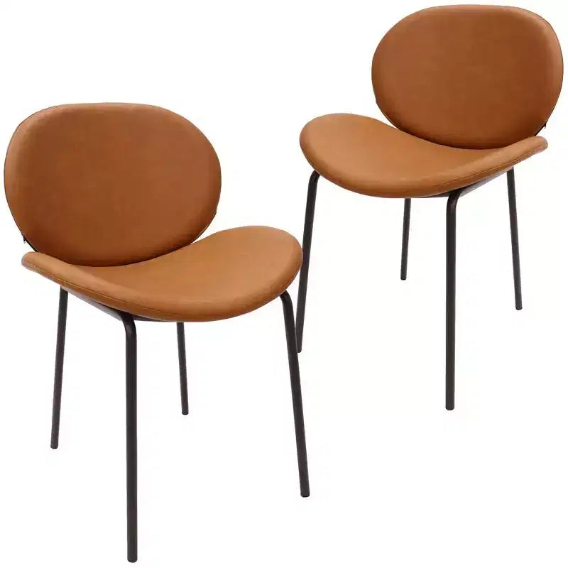 Servos Chaise de salle à manger moderne, lot de 2, assise rembourrée en similicuir PU avec dossier incurvé et pieds en métal, confortable pour cuisine, salle à manger, café