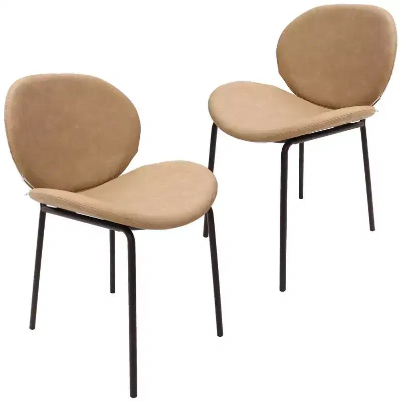 Servos Chaise de salle à manger moderne, lot de 2, assise rembourrée en similicuir PU avec dossier incurvé et pieds en métal, confortable pour cuisine, salle à manger, café